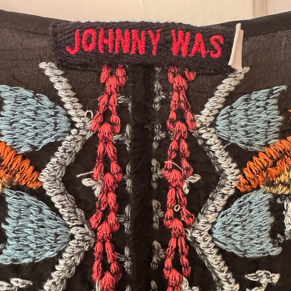 Johnny Was Black Top with Colorful Embroidery - Picture 3 of 4